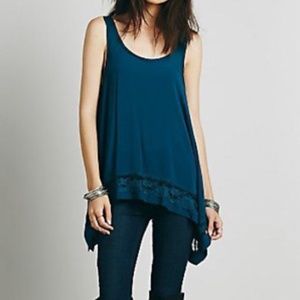 Free People |  Hi-Lo Tank Top with Lace Trim